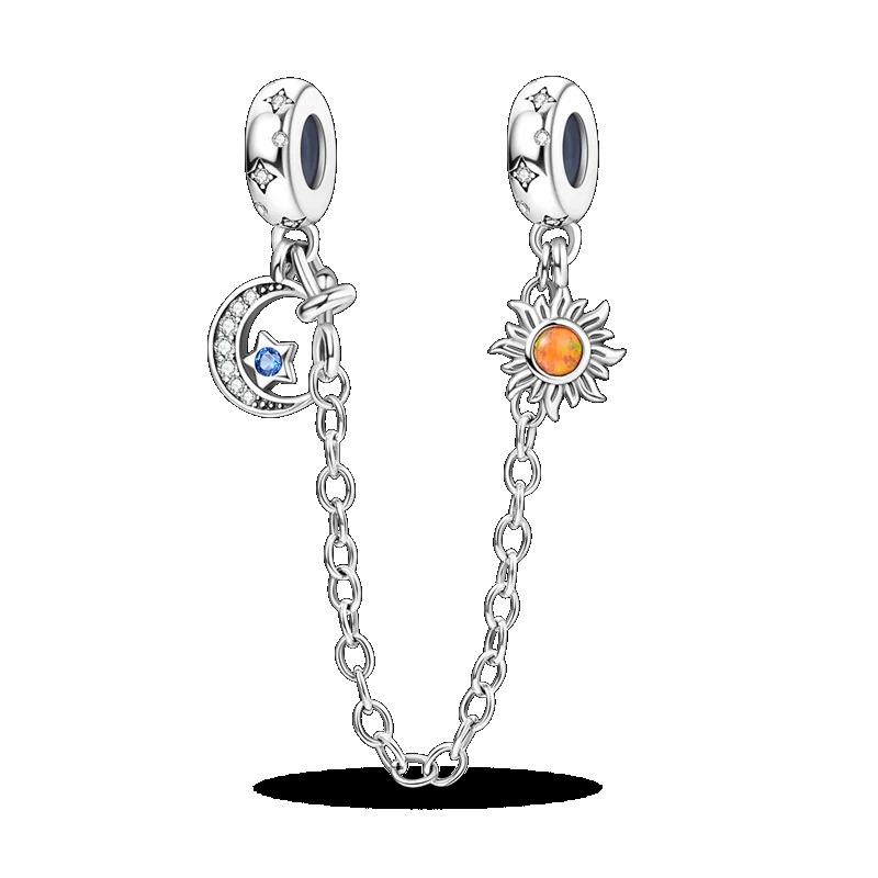 Silver Clasp 925 Silver CZ Pave Clip Charms Daisy Beads Stopper Safety Chain Fit Original Bangle Bracelet Jewelry Clip
