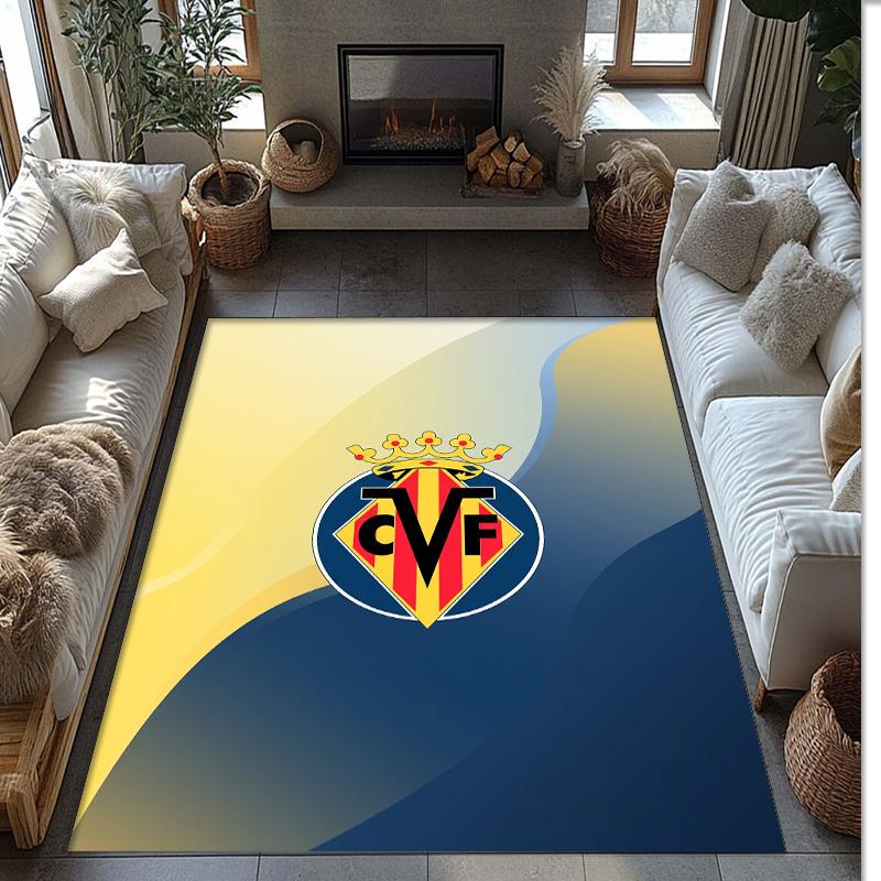 Villarreal FC Soccer Football Pattern Soft Area Rug Non Slip Indoor Floor Carpet Sports Decor Mat for Bedroom