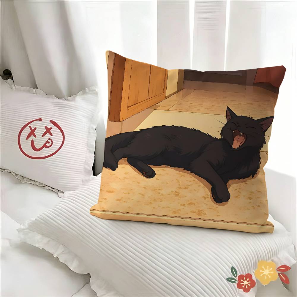 Pc Art Green Bedroom And Cat Pillow Case Fashion Square Pillowcase Bedroom Sofa Room Ins Decoration Leisure