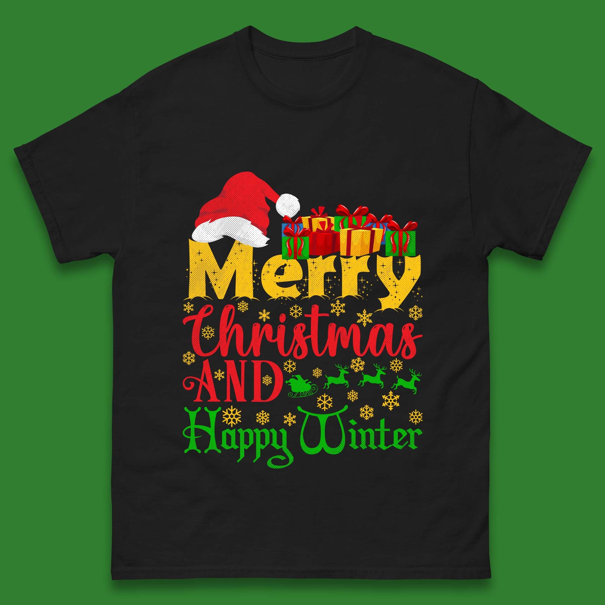Christmas Mens T Shirt Womens Tops Tees Merry Christmas And Happy Winter Top S