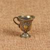 Anticient Royal Palace Mini Cup Ornament Trinket Antique Bronze Buddhist Holy Water Cup Figurine Brass Desktop Decoration
