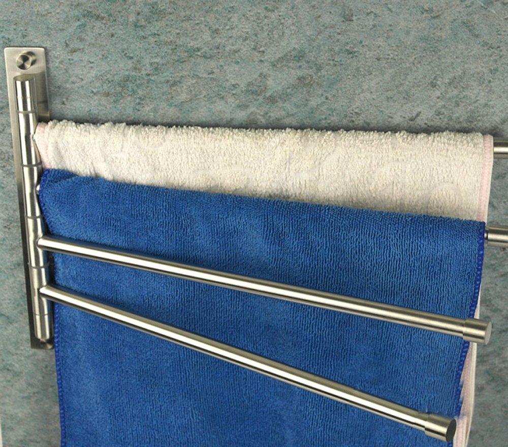 Sumnacon Towel Towel Swing Bathroom Towel Stainless Wall Matte Stainless Steel Hanger, Rack, Arm, Bar, Steel, Mounted, Space-Saving, (L, Silver)
