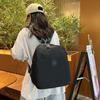 Schoolbag Caramel Light Brown Solid Color Round Label Backpack College Student Quiet Luxury Short Trip Commuting Shopping Lightweight Backpack