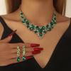Set of Bridal Crystal Accessories - Necklace, Earrings. Two-piece Wedding Dress. Women's Style.
