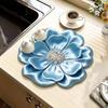 3D Flower Design Dish Draining Mat Water Absorbent Flower Countertop Mat  Bathroom