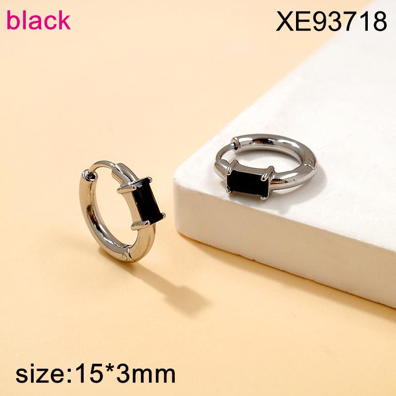 Elegant Geometric Zircon Hoop Earrings: Colorful European & American Design
