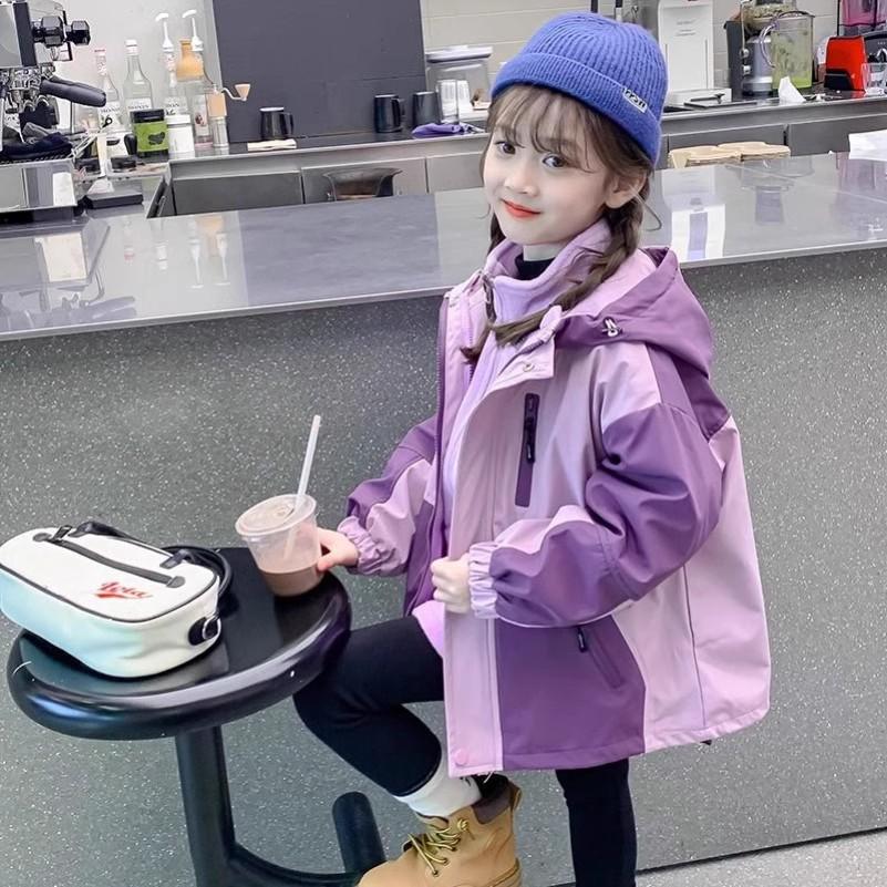 Flickors vindtäta kappa i koreansk stil: Trendig, Förtjockad Tre-i-ett för Höst & Vinter 2025