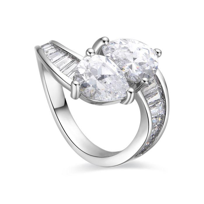 Bague - LUXENTER - Darbia - Zircone brillante - Finition argent - Largeur 16,6 mm