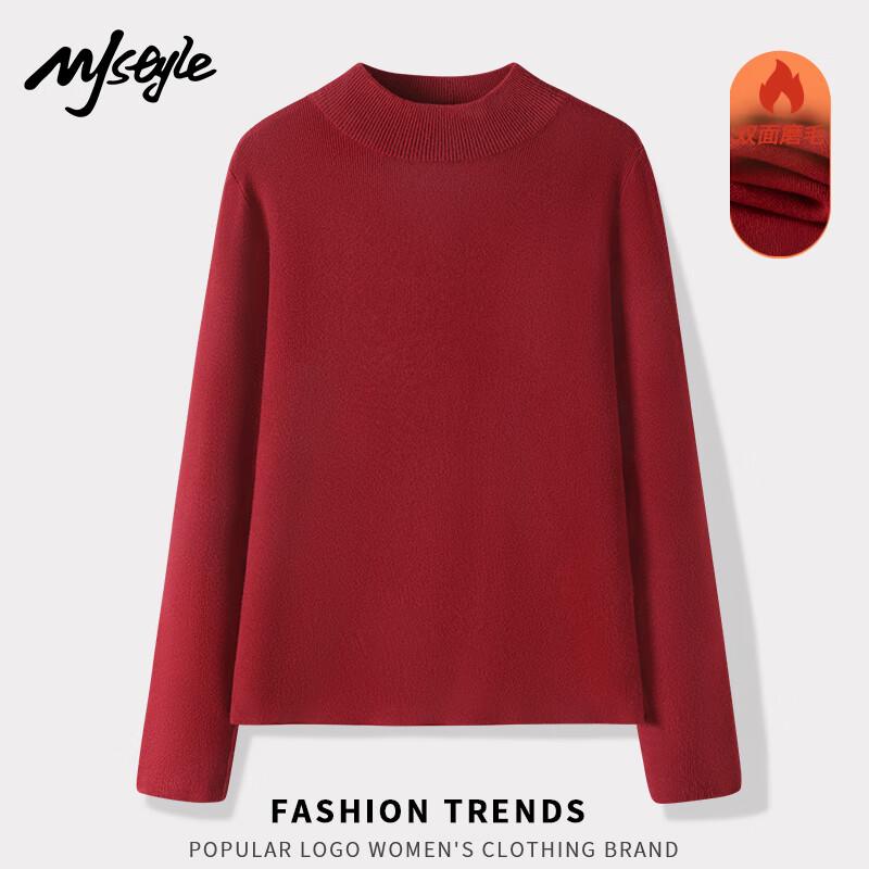 

MJ STYLE Women s Half-High Collar Knit Sweater L