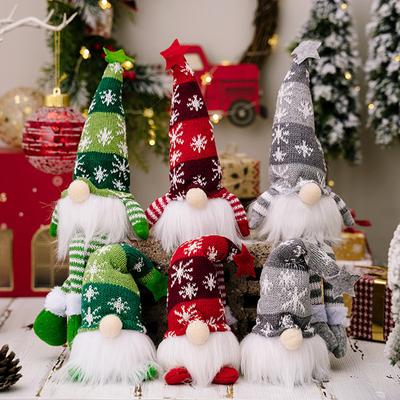 3 Adet LED Parlayan Cüce Bebekler El Yapımı Peluş Yüzsüz Yaşlı Adam Noel Baba Bebek Süsleri Tatil Ev Partisi Dekorasyonu
