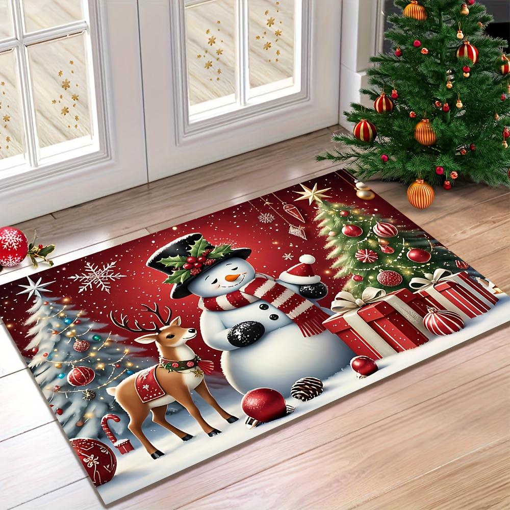 

1pc Christmas Snowman Pattern Doormat, Non-slip Floor Mat, Suitable for Living Room, Bedroom, Bathroom, Holiday Home Decoration 40x60cm