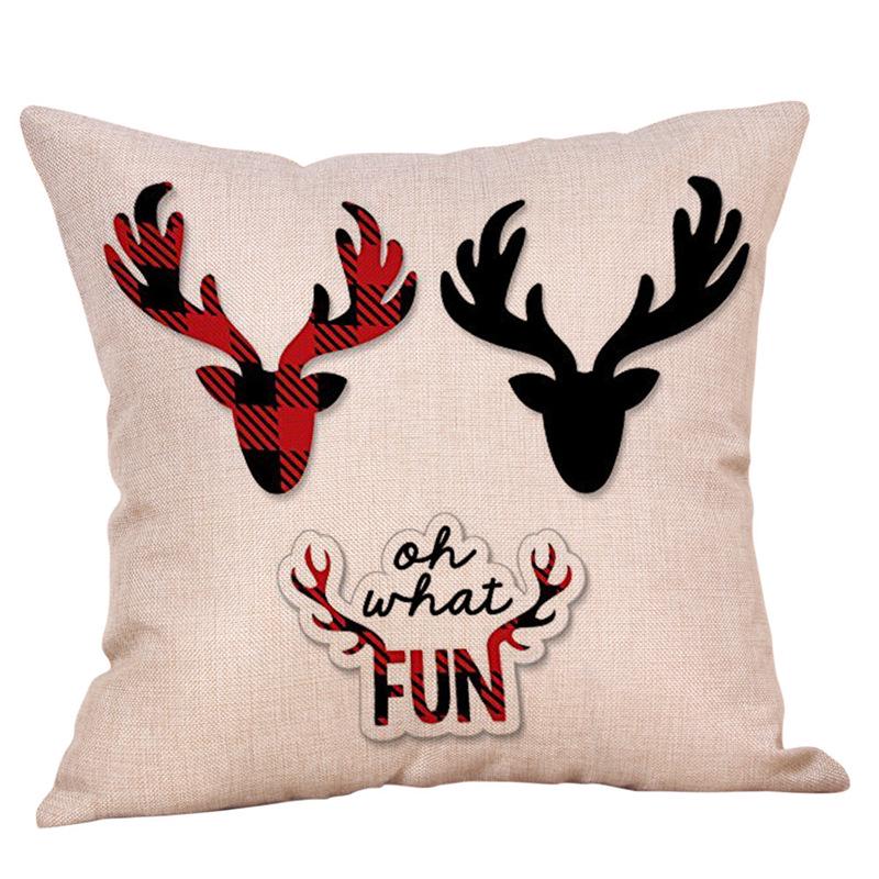 American Christmas Deer Pattern Throw Pillow Cover - Festive Sofa or Car Cushion