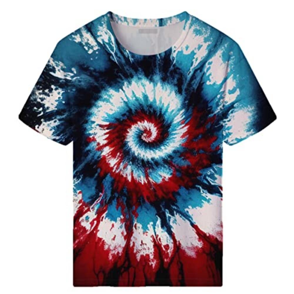 Summer Man T Shirt 3d Printed Tie Dye Style T-Shirts for Men Spiral Streak Print Shirt with Short Sleeves Multiple Options