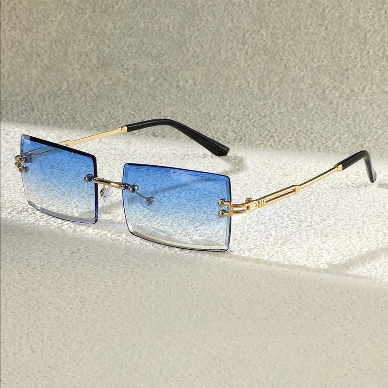 3pcs Men's Luxurious Frameless Rectangle Sunglasses Classic Fashion Eyewear For Daily Life And Outdoor Travel Beach