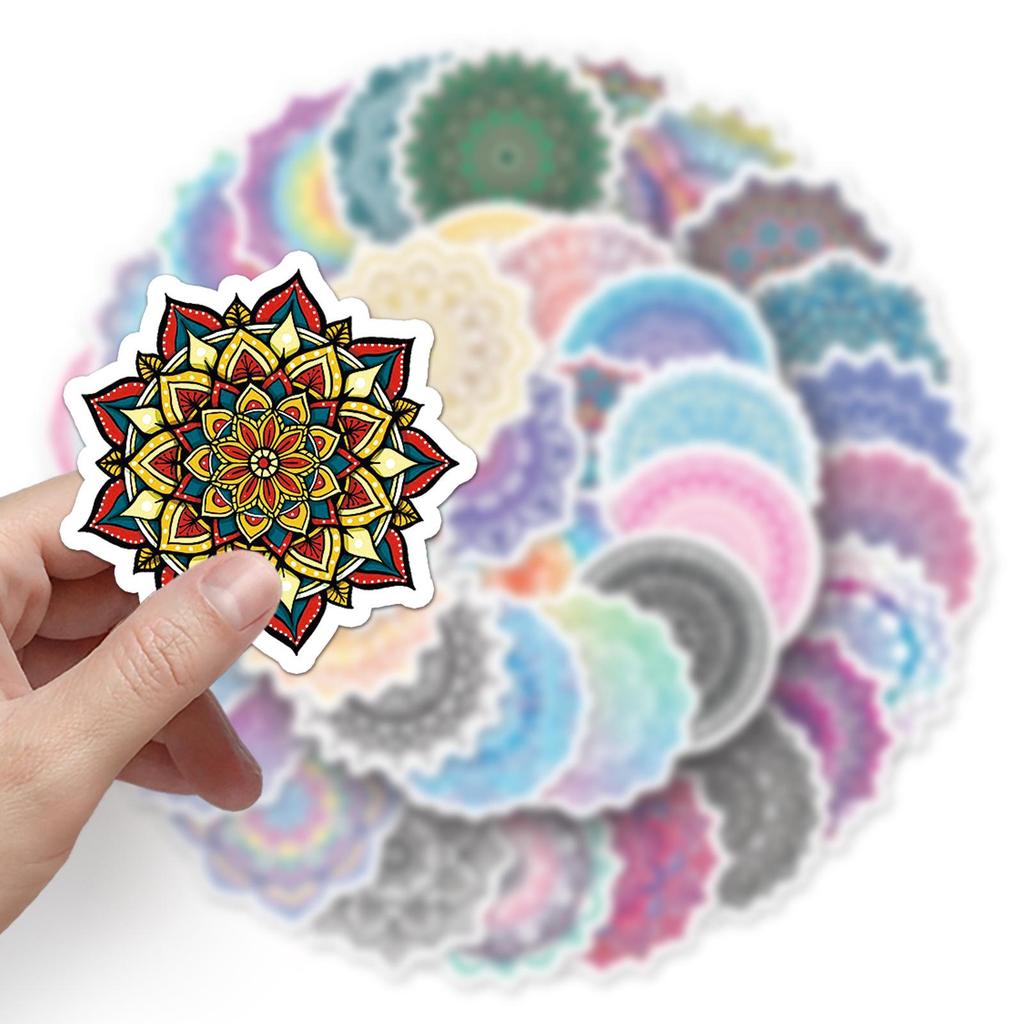 50 Mandala Doodle Retro Creative DIY Waterproof Stickers for Phone Cases and Luggage