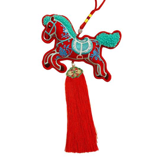 2026 Rok koně Přívěsek čínského nového roku Závěsná ozdoba s třásní Znamení zvěrokruhu Kůň Feng Shui přívěsek pro domácí dekoraci do auta