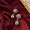 111 Silver Needle Retro Court Fengshui Drop Pearl Earrings Elegant Literary Temperament Earrings Women's Simple Versatile Earrings
