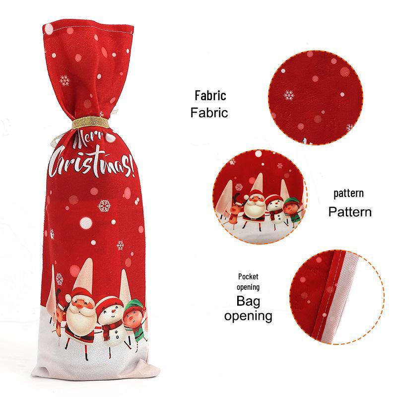 Přeshraniční vánoční červený obal na láhev vína Santa - Sváteční stolní dekorace