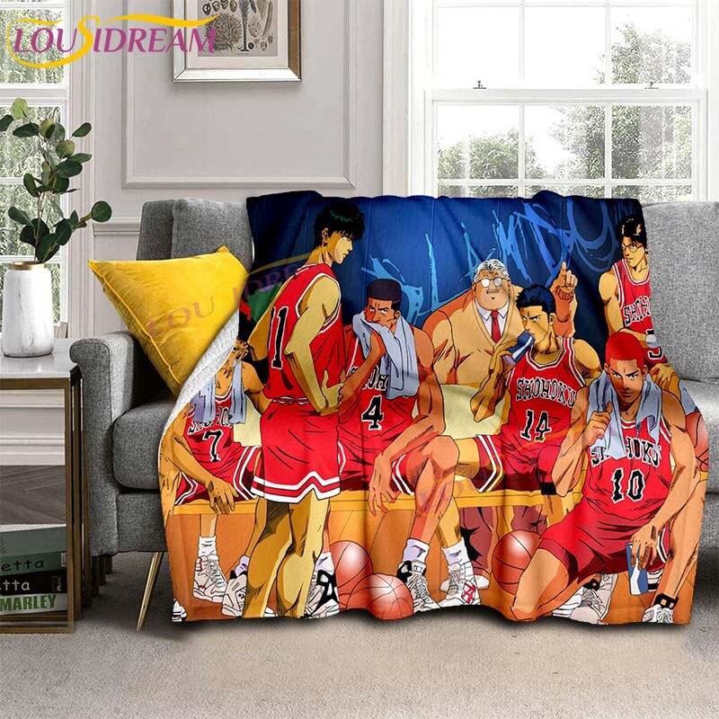 SLAM DUNK Blankets Slam Dunk Sakuraqi Flannel Blankets 3D Cartoon Throw Blankets for Bedroom Sofa Travel Camping Warm Blankets