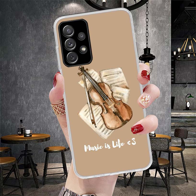 Music Violin Phone Case For Samsung Galaxy A13 A14 A15 A16 A17 A53 A54 A55 A56 A57 A33 A34 A35 A36 A37 A23 A24 A25 A26 Galaxy A1
