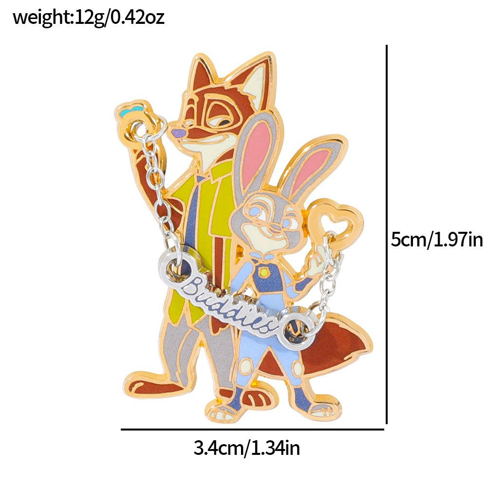Cute Creative Crazy Zootopia Fox Nick and Judy Rabbit Metal Badge Enamel Brooch Badge Accessories