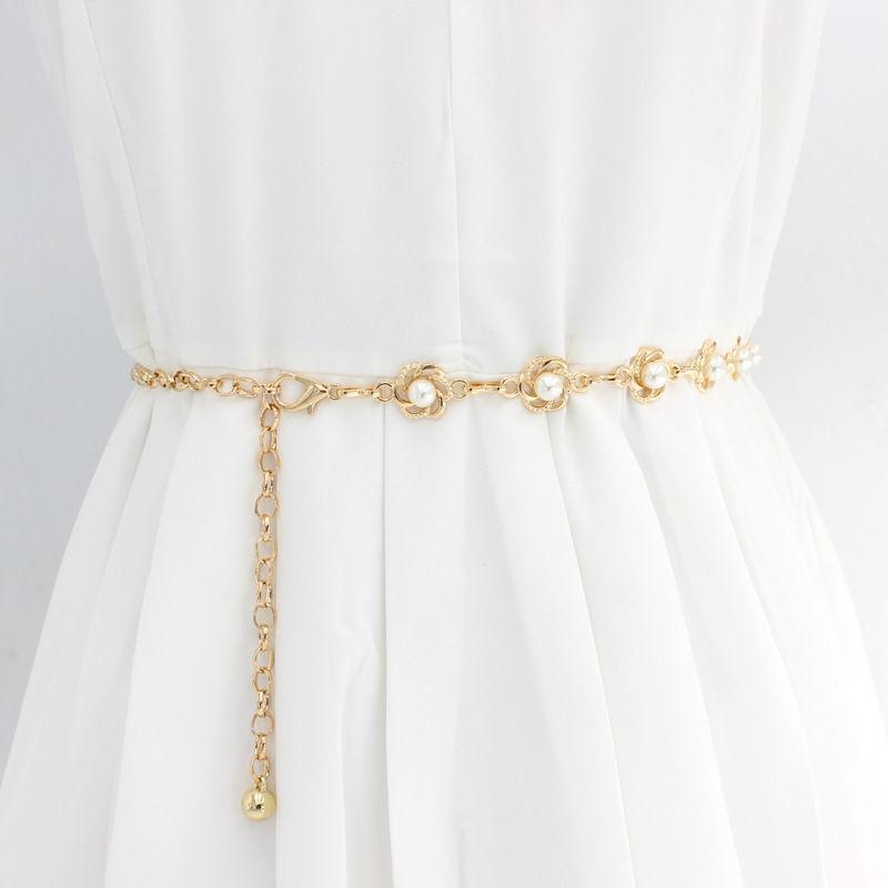 New Pearl Tassel Women's Sweet Decorative Dress Pearl Waist Chain Korean Version Versatile Multi-Layered Fashion Belt