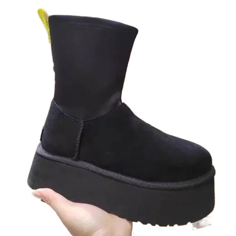 Fashion 2024 New Winter Women's Shoes Fashionable Round Toe Solid Color High Heel Women's Boots Suede Short-Tube Women's Fashion Boots