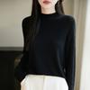 Womens Semi-High Neck Knit Top Solid Color Slim Fit Thin Base Layer 2026