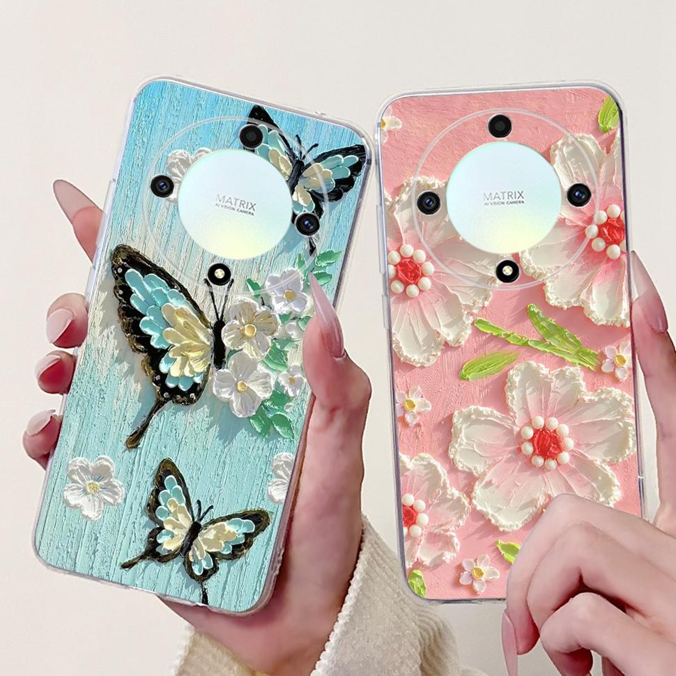 For Honor X9b 5G Case Flowers Butterfly Painted Cover Soft Silicone Casing For Honor X9 X9 b HonorX9b 5G Phone Case