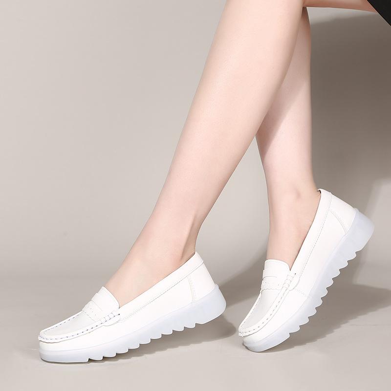 2025 new women's shoes air cushion nurse shoes women's single shoes soft sole breathable versatile flat shoes work white shoes