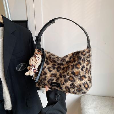 Vintage Leopard Print Fluffy Small Bag Women'S Fashion Fluffy Dumpling Bag Season Commuter Armpit Bag