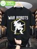 Unisex oorlogrobot logo T-shirt met een game-embleem sticker, geschikt voor dagelijkse buitenactiviteiten, vintage t-shirt