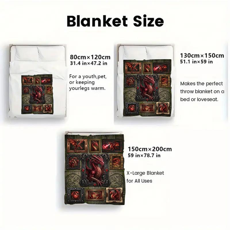 Dragon Compilation 2D Flat Pattern Flannel Blanket, High Quality All Seasons, Home Decor, Warmth and Comfort, Perfect for Christmas Gifts.