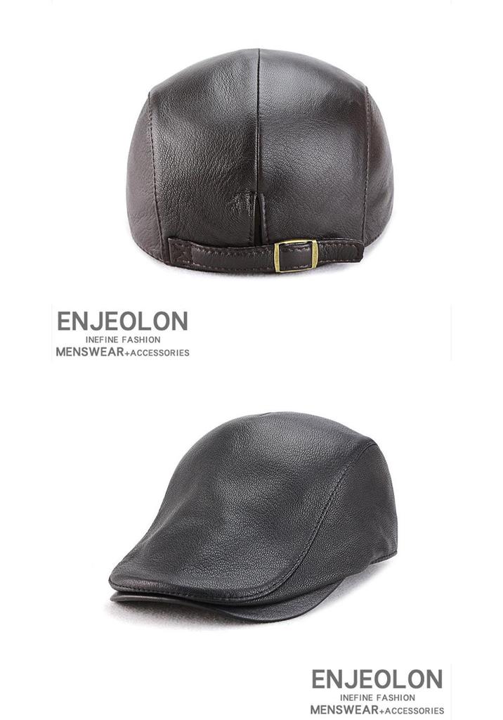 Unisex Genuine Leather Sheepskin Suede Flat Cap - Trendy Duckbill Beret for Spring, Autumn, and Winter