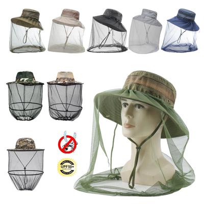Bugs Proof Mesh Hat Light-Weight Anti-mosquito Hat Multifunctional Sun-Proof Fishing Hat with Head Net for Hiking Travel Camping