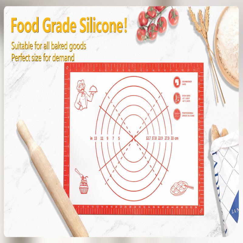 1PCS Silicone Baking Mat – Non-Stick Kneading and Dough Pad for Pizza, Cake, and Cooking, Reusable Kitchen Bakeware