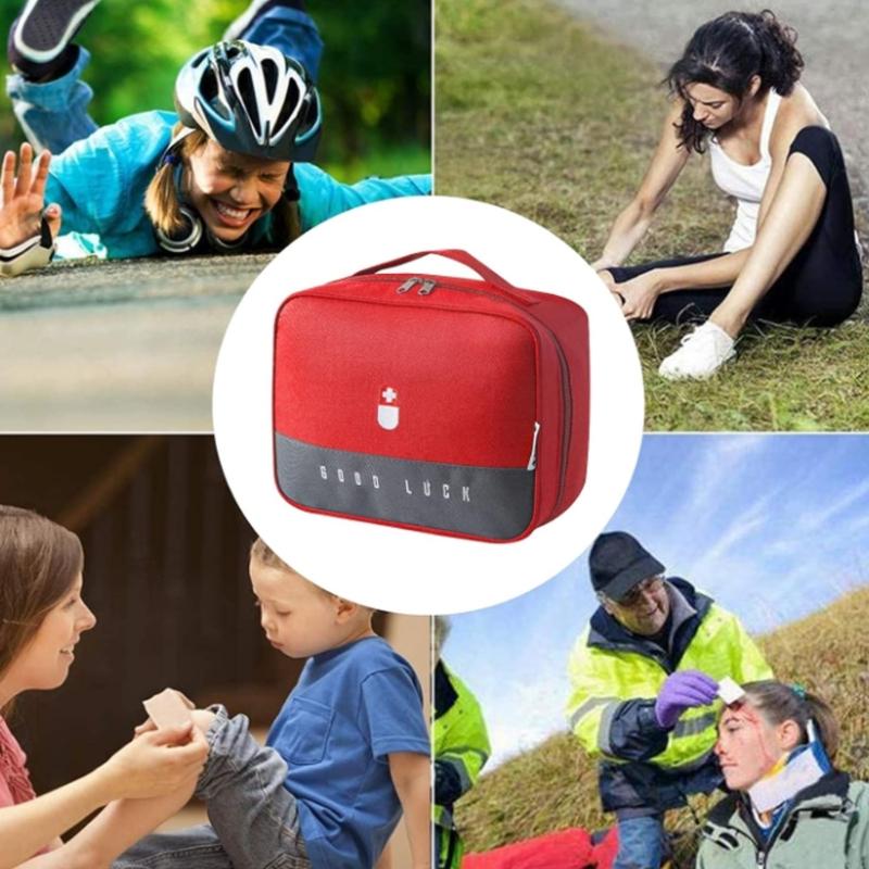 Portable First Aid Kit For Outdoor Hiking Car Family Use Features Multiple Storage Pockets Storage Bag for Home Travel
