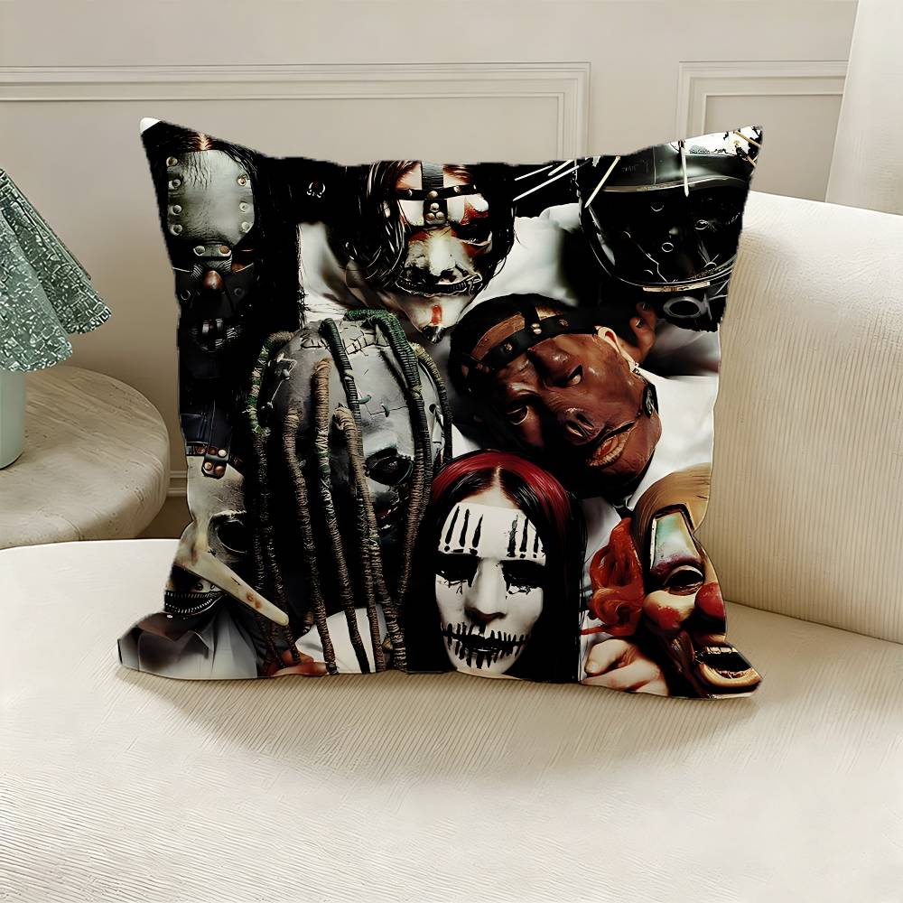S-slipknot Polyester Printed Pillow Cover Square 30 35 40 45 50 55 cm Soft for Sofa Bed Car Home Decor