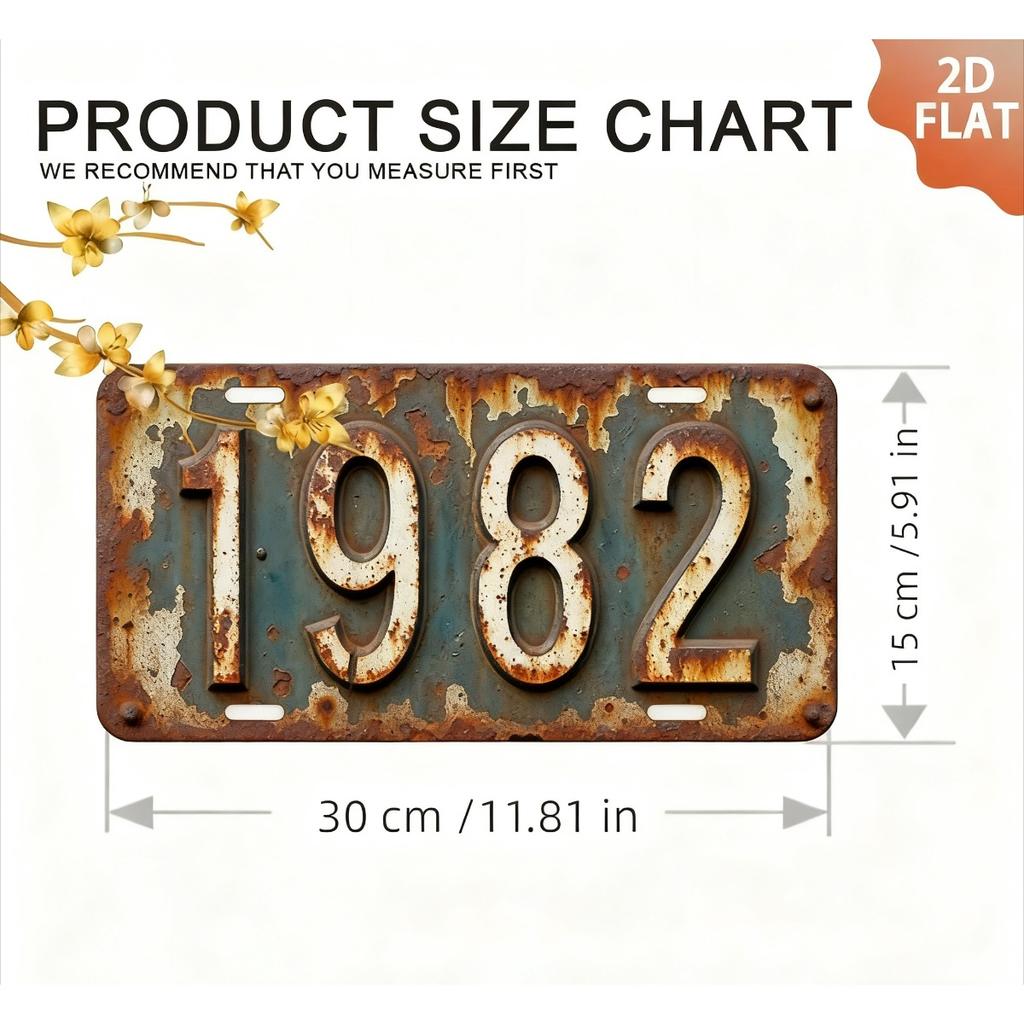 High Definition Metal Tin Sign Vintage Year Number License Plate Style Rustic Retro Wall Art Decor for Home Bar Garage