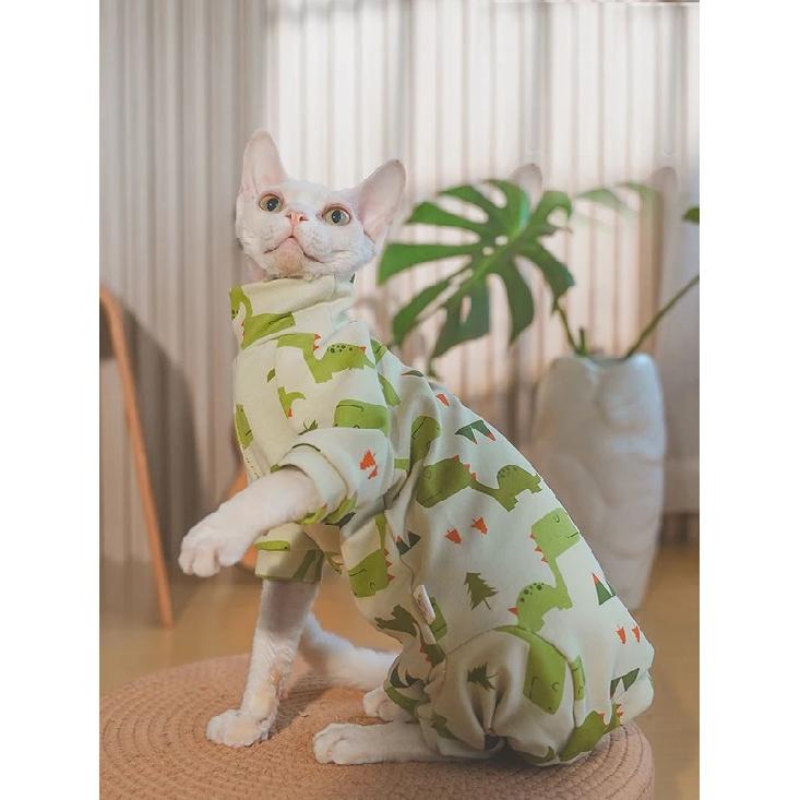 Sphynx Katze Kleidung Weiche Baumwolle Unterwolle im Winter für haarloses Katze Warmer Rollkragen 4-beiniger Strampler Für Devon Rex Katze Kostüme