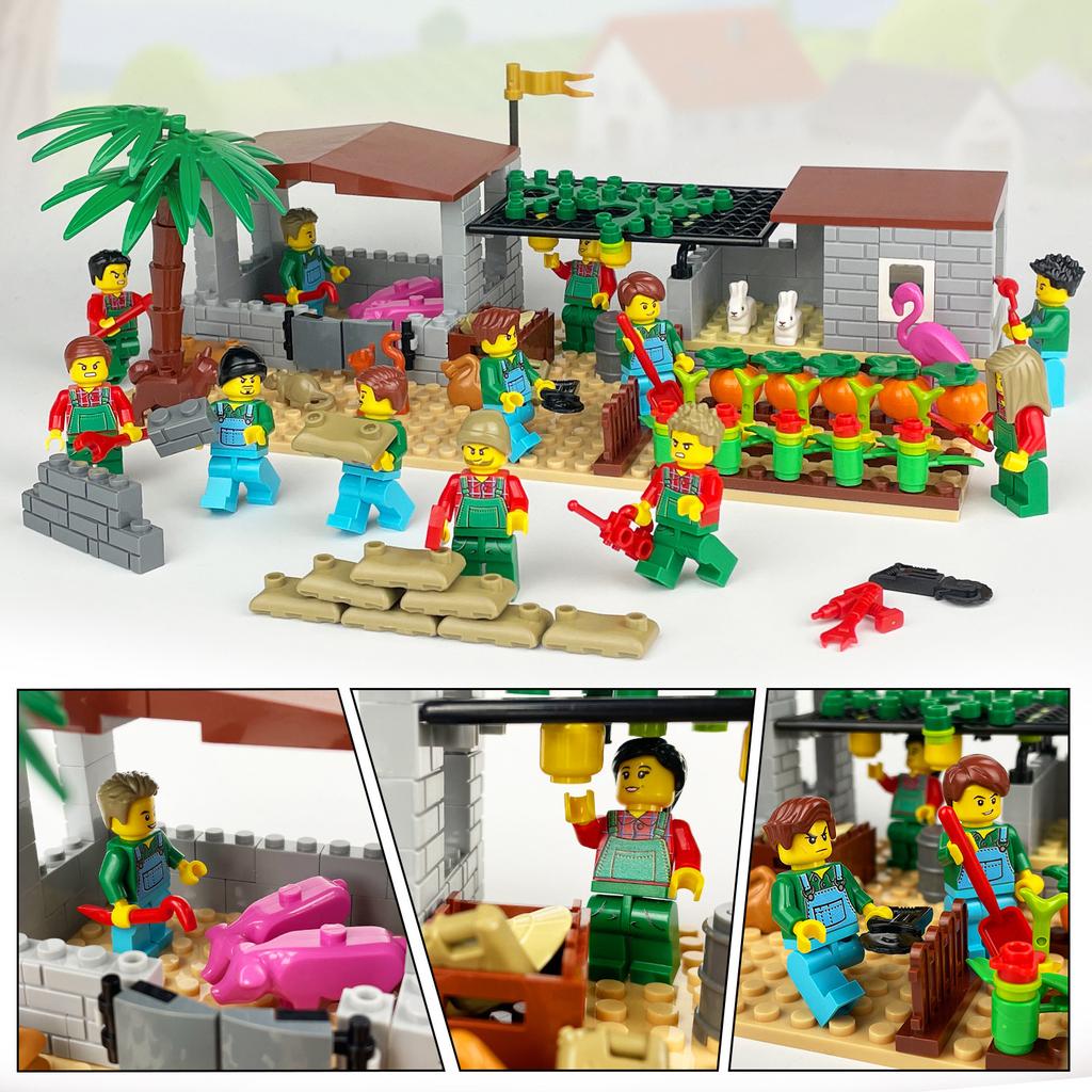 Children'S Toys Green Dream Farm 1606C Building Block Scene Vegetable Garden Animal Melon And Fruit Farm Accessories
