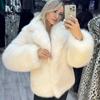 Women Elegant Large Lapel Fox Fur Coat Female Fluffy Casual Long Sleeve Jacket Autumn Winter Thick Warm Faux Fur Coat