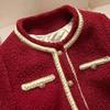 Rote Festliche 2025 Stilvolle Langarm Französisches Design Socialite Jacke für Damen