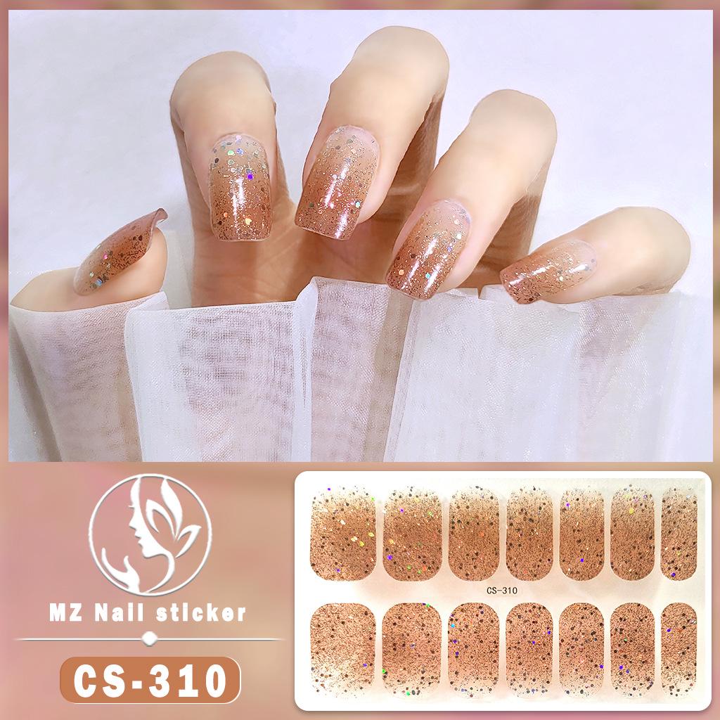 CS Waterproof No-Bake Gel Nail Polish: Full-Cover Korean-Style Multi-Color Glitter Nail Art Stickers