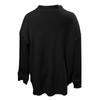 Women's Solid Color Loose  Sleeve  Knitted Button Shirt Frayed Hem Top