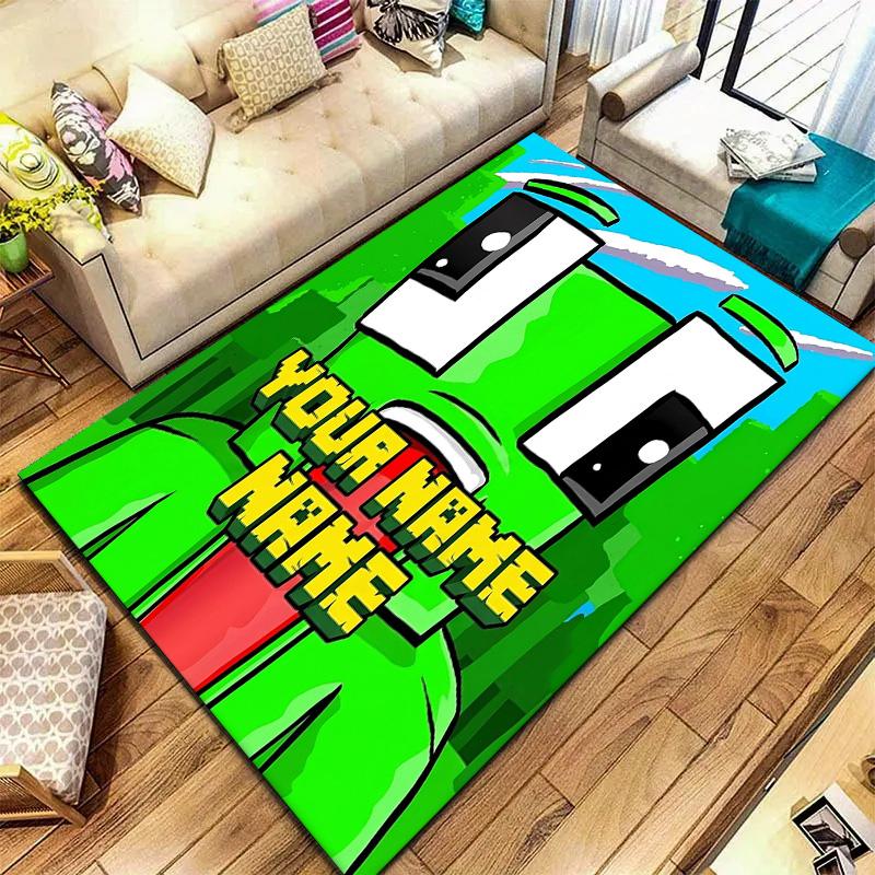 Green Pixel Forest Custom Name Carpet Rug For Living Room Bedroom Home Sofa Decoration Kids Play Nonslip Floor Mat