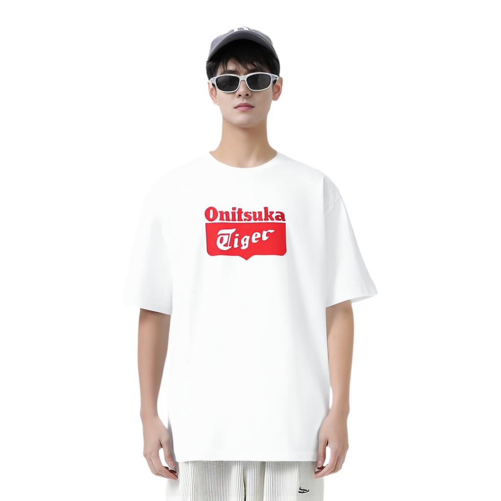 ONITSUKA TIGER Printed Round Neck Drop Shoulder Short Sleeve T-Shirt Unisex Tops 2183B453-101