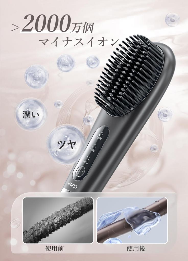 Innovative Hair Heated Brush Hair Iron with 100 Million Negative MCH Fast 3 Temperature Automatic Burn 6400mAh Power Portable 2025 Designllano Ions,