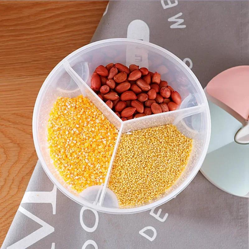Grain Food Storage Tank and More  Kitchen Storage Box with Moisture-Proof Sealed Cans and Multi Grid Large Capacity Organizers