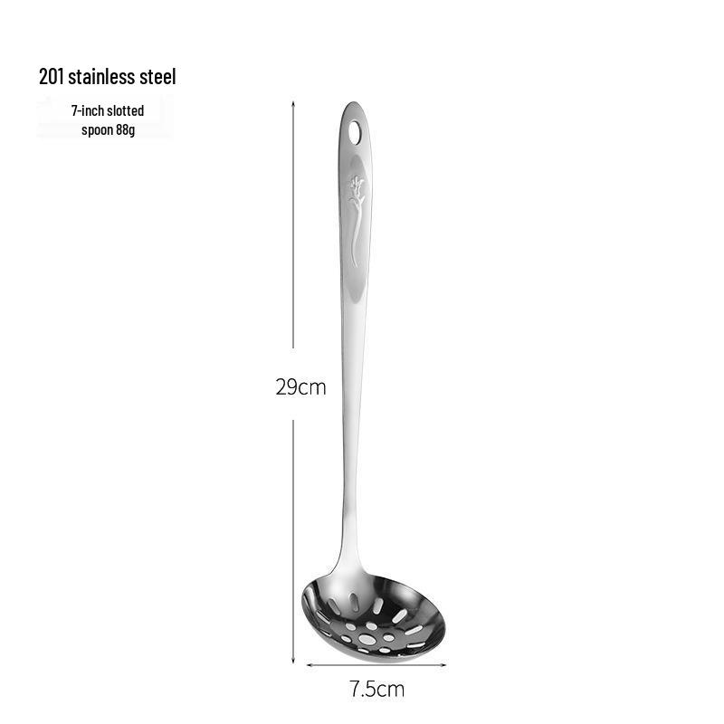 Sandblasted Stainless Steel Flower Pattern Large Slotted Hot Pot Soup Ladle